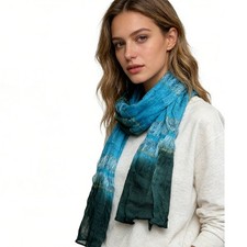 Turquoise Metallic Scarf - Shimmer Skinny Scarf 66"x9.4" 