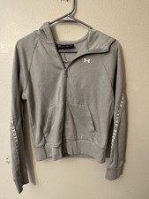 Under Armour Women's UA Taped Fleece Full Zip Size Small Gray Jacket