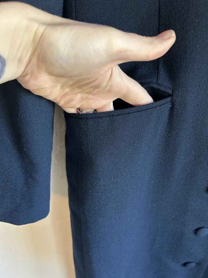 Винтажный Brooks Brothers длинное пальто шерсти пальто 6 темно-синий опрятный старые деньги - Изображение 4 из 4