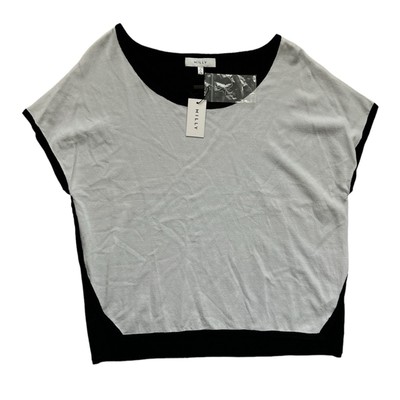 NWT Milly Colorblock Viscose Dolman Top | White/Black | Medium