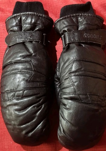 Vintage Gordini Damen schwarze Leder Fäustlinge Gr. L Ski Winter - Bild 2 von 5