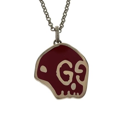 GUCCI Ghost Skull Series Halskette Anhänger Silber 50cm AG925 Schwarz...
