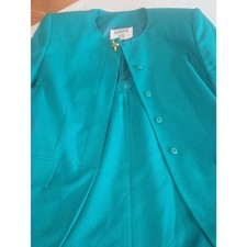 Kasper Teal Women's Skirt Suit with Matching Buttons