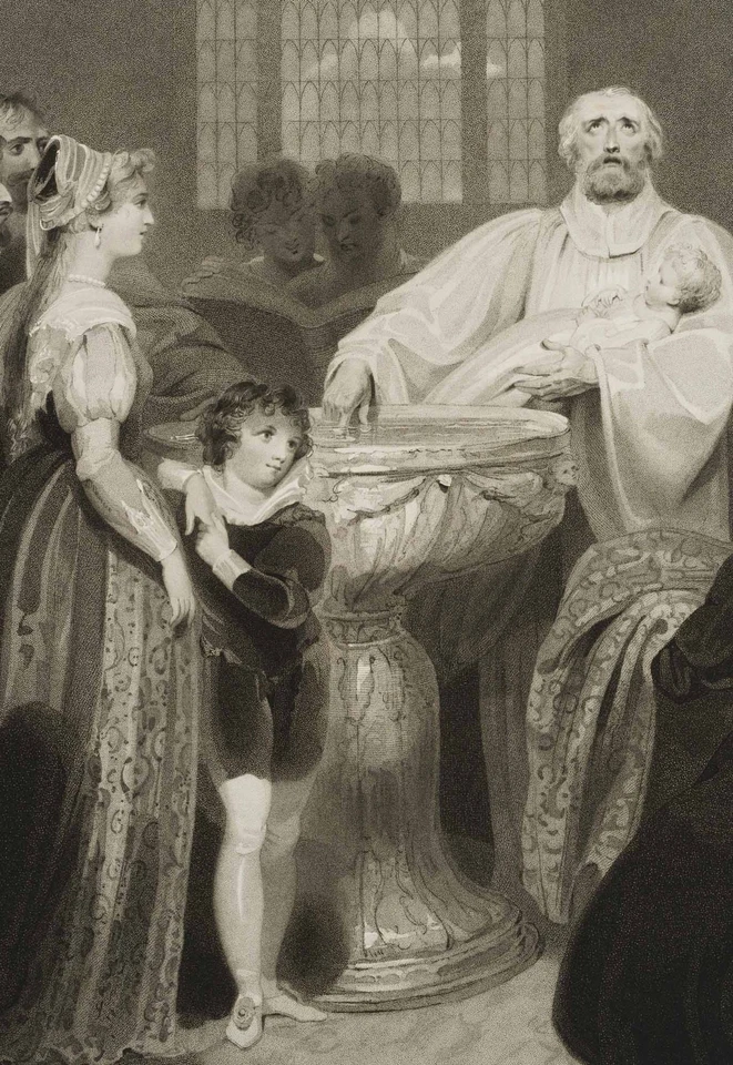 MEADOWS (*1780) nach WESTALL (*1765), Taufe,  1806, Crayonmanier Klassizismus - Bild 4 von 4