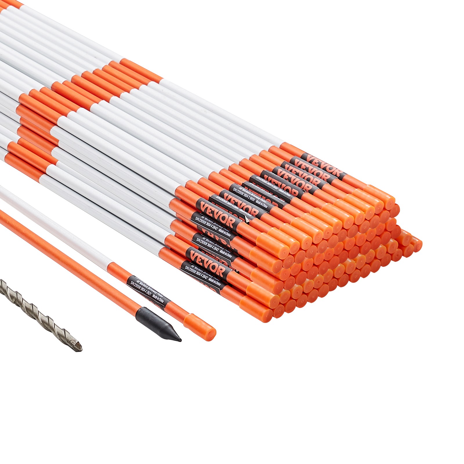 VEVOR Piquets de Délimitation d'Allée Orange en Fibre de Verre 100 Pcs 121cm