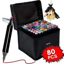 80 Color Alcohol Marker Pens Permanent Drawing Dual Tip Markers For Coloring