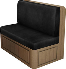 RV Dinette Cushion Covers, Leather Look, Stretch Slipcovers, Black Set