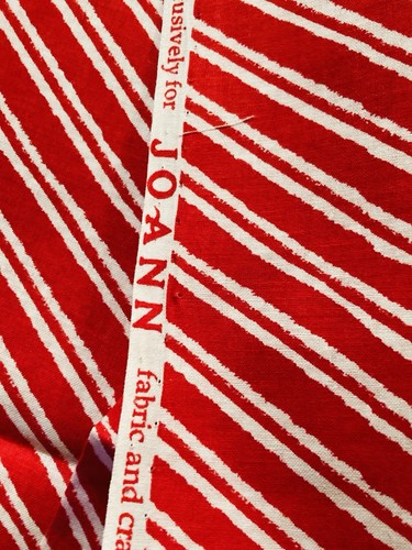 Diagonal Candy Cane Stripe Red White Cotton Fabric 1/2Y x 44" Width - Picture 3 of 3
