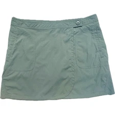 Patagonia Solima Button Waist Pockets Wrap Skort Women 12 Tennis Golf Army Green