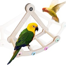 Bird Stand Perch ToyInteractive Rocking Parakeet Toy and Perch Wooden Exercis...