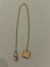 ANTIQUE POCKET WATCH CHAIN ENGRAVED LC 9.5" LONG