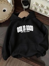 Women'S Cozy Fleece Hoodie - God Is Good All the Time Inspirational Quote, Black
