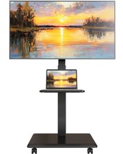 Steel Base Rolling TV Stand for 32-75 inch TVs up to 110 lbs, Leveling  Tilt...