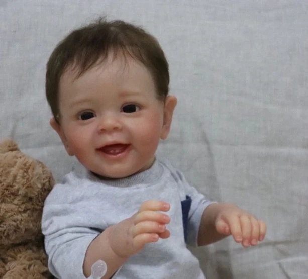 60cm Reborn Baby Puppe Lebensecht Weiches Vinylsilikon Stoffkörper Reborn Xmas - Bild 3 von 4