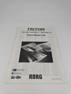 Original Korg Triton Triton pro Triton proX Voice Name List Book Manual