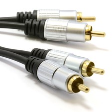 0.5m Pro Audio Metal 2 x RCA Phono Plugs to Plugs Cable Lead Gold 50cm [007269]