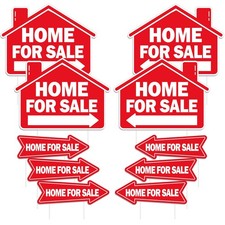10 PCS Home For Sale Signs With Stakes 16x12 Inch Red House Shaped Directional