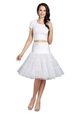 Women's Vintage 50s Rockabilly Petticoat 25.59" Length Tutu XX-Large White