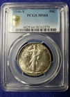 1946 S Walking Liberty Half Dollar - TONED - PCGS MS64 ~ L👀K SHIPS FREE