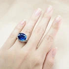 Stunning Royal Blue Sapphire 10.60Ct 925 Sterling Silver White Gold Rings Size 6