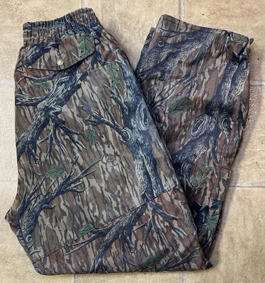 #ad #ad Vintage Cabelas Dry Plus Mossy Oak Nylon Camo Pants Mens L Reg Made In USA $39.99