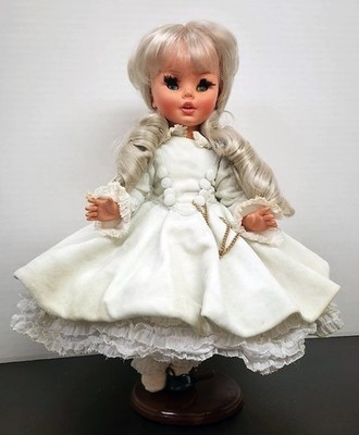 Vintage 1960s FURGA ITALY Platinum Blonde Hair 14-15'' Sleep eyes Doll 