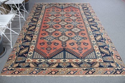 Turkish Vintage Rug, Large 6,3x9,1 ft (193x278 cm) Rug, Blue Oriental Wool Rug