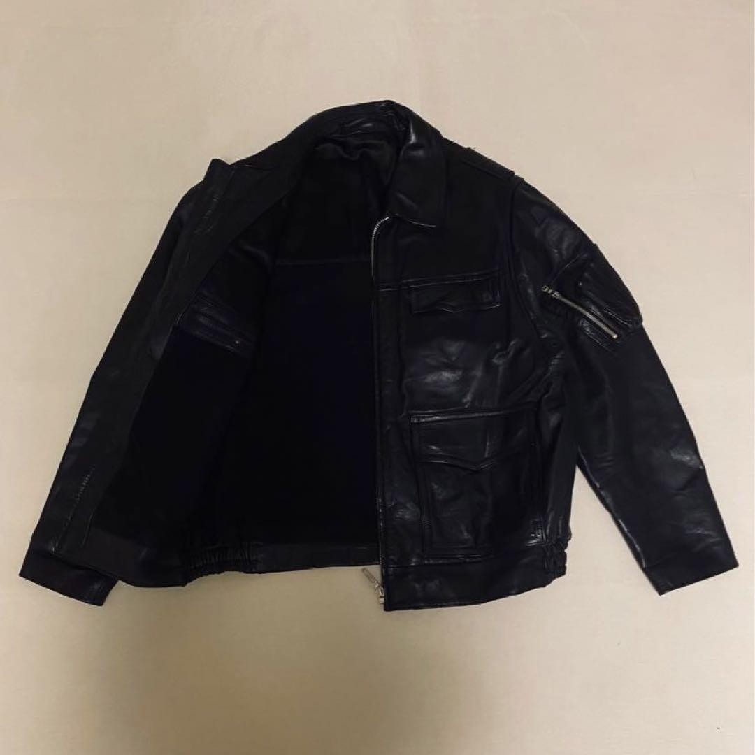 German Army Police Policeman Leather Jacket Black polizei M | eBay