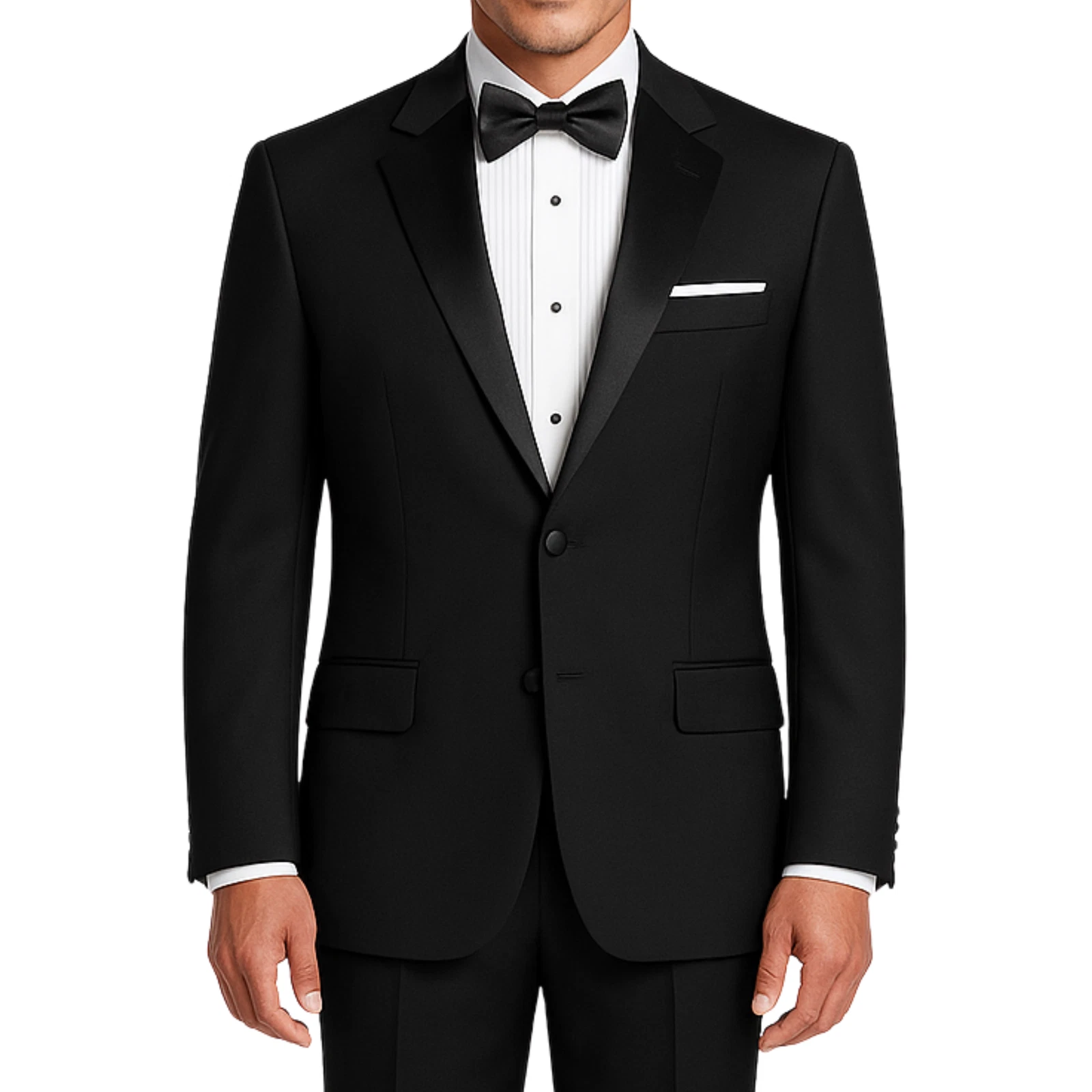 LUCCI Men's Black Classic Fit Tuxedo Wedding Suit w/ Sateen Lapel & Trim - NEW
Opens in a new window