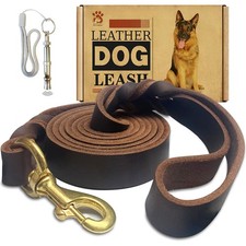 Leather Dog Leash 6ft x 1 inch,Strong Heavy Duty Genuine Leather Braided Dog ...