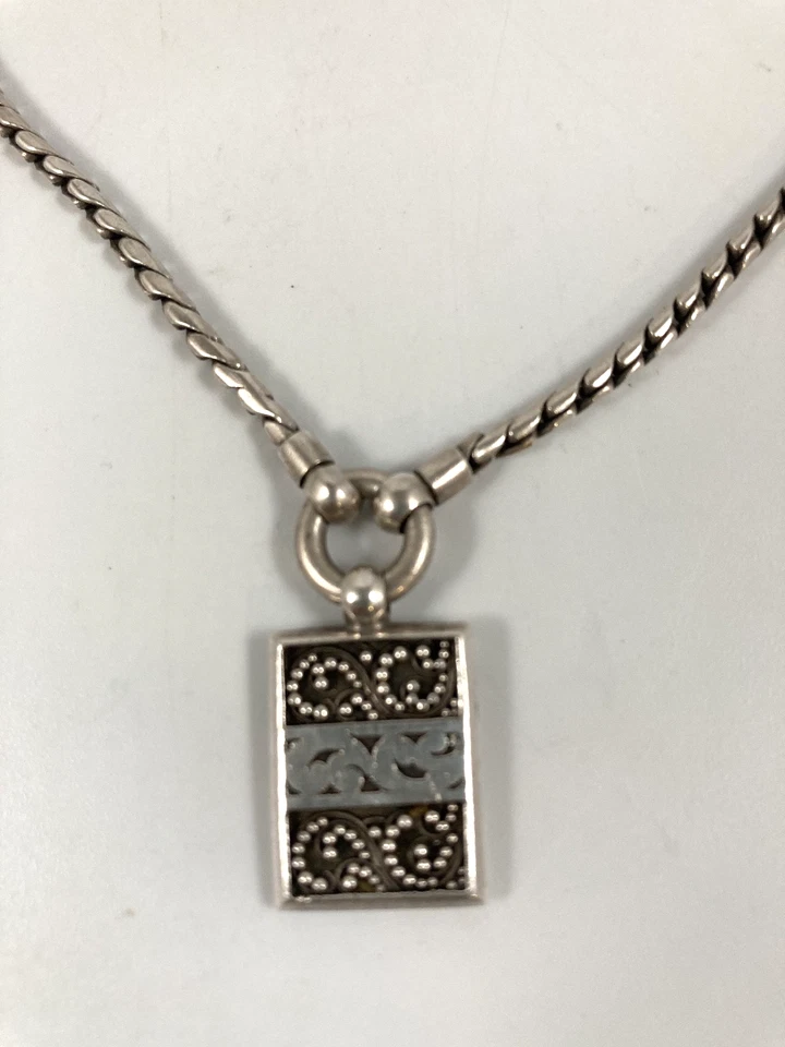 LOIS HILL STERLING SILVER SCROLLED PENDANT CHAIN TOGGLE NECKLACE 18in - Image 4 of 4