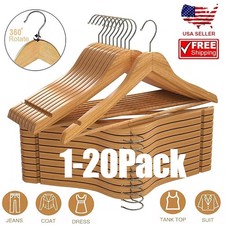 Wooden Hangers Pack of 1  20 Suit Hangers Premium Natural Finish Utopia Home