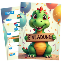 8 Einladungskarten Kindergeburtstag Dino - Einladung Jungen & MäDchen #75