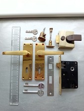 Bundle of Door Furniture - Brass Handles, Lock Parts - All As Shown - No Fixings