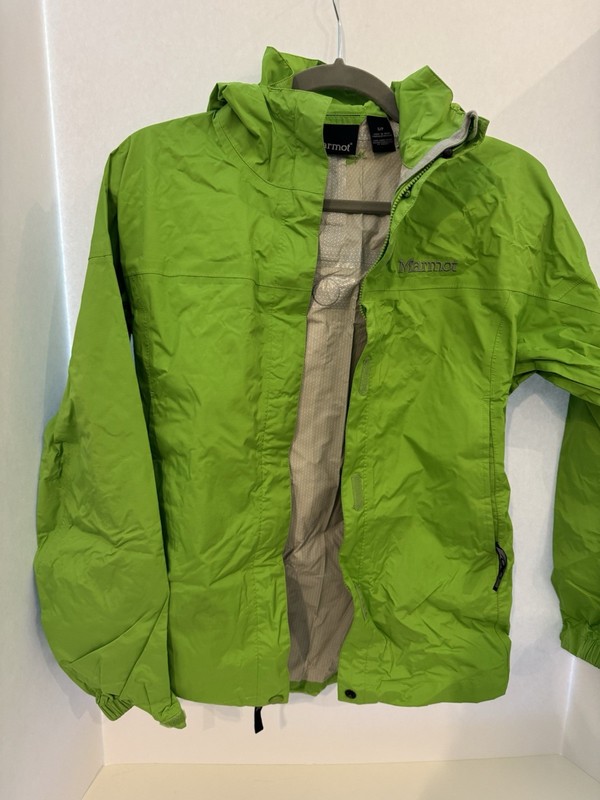 Marmot hooded rain Precip Jacket women's Size S/P Green