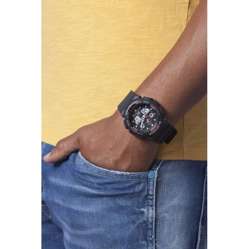 Reloj G-shock Hombre Resistencia Correa Resina Negra Ga-100-1a4er