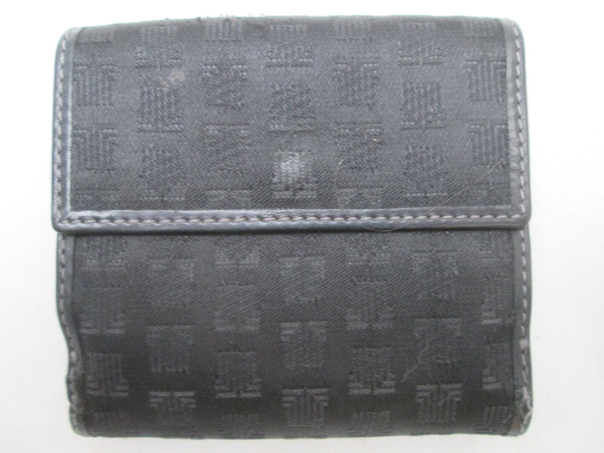 Portefeuille/porte-monnaie LANVIN Authentique Vintage - Toile Et Cuir Noir - Occasion
