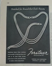 1948 Forstner snake chain bracelet necklace vintage jewelry ad