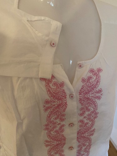 Gössl Trachtenbluse, Gr. 36, weiß mit Stickerei in pink - Bild 2 von 6