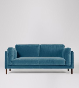 Swoon Munich Living Room Two-Seater Petrol Blue Easyvelvet Sleek Contemporary