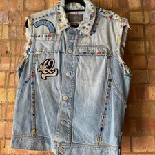Alexander Mcqueen Vintage Unisex Blue Cracked Swarovski Studded Denim Jacket