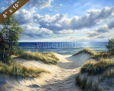 Lake Michigan with dunes oil painting 8x10 Print
