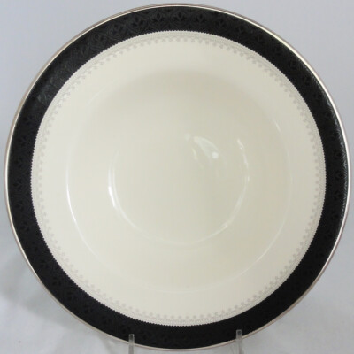 WILMINGTON BLACK Minton Rim Soup Bowl 8'' Platinum Band NEW NEVER USED England 