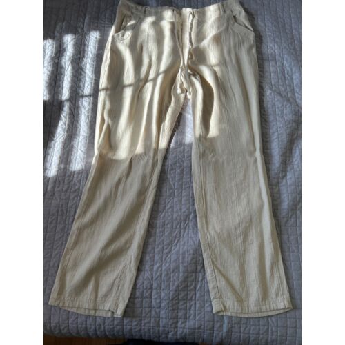 Canyon River Blues Linen Blend Pants XL Pull On Tan Lagenlook Boho Coastal Beac - Imagen 3 de 12