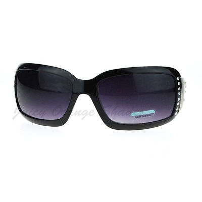 Damen Rechteckig Shield Sonnenbrille Strass Tier Aufdruck