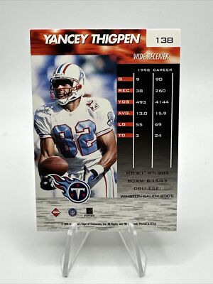 1999 Collector's Edge Fury Millennium Collection Yancey Thigpen
