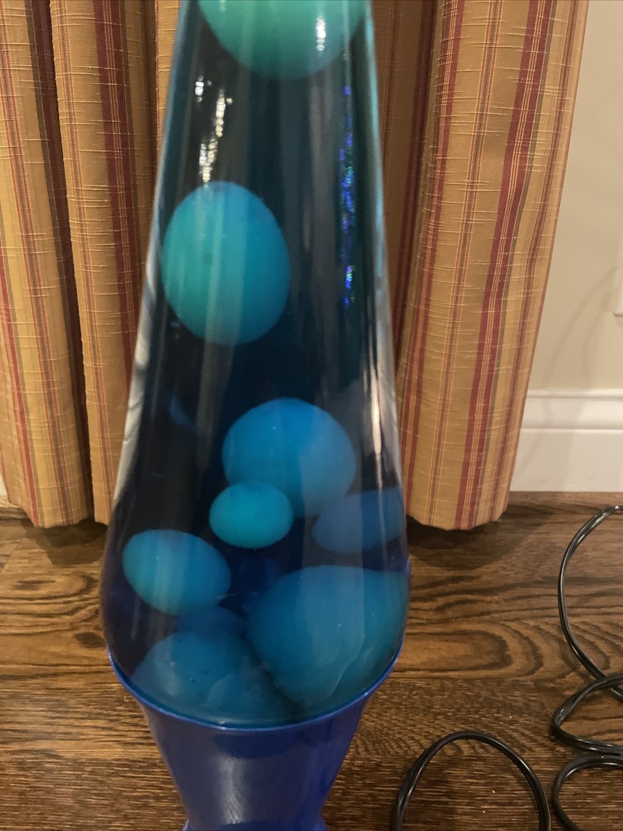 32oz Lava Lite Lava Lamp Blue Liquid Yellow Wax Blue Base
