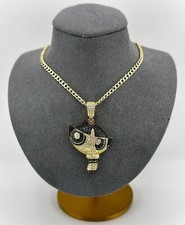 18K Gold Plated over 925 Sterling Silver 3D PowerPuff Girls Necklace
