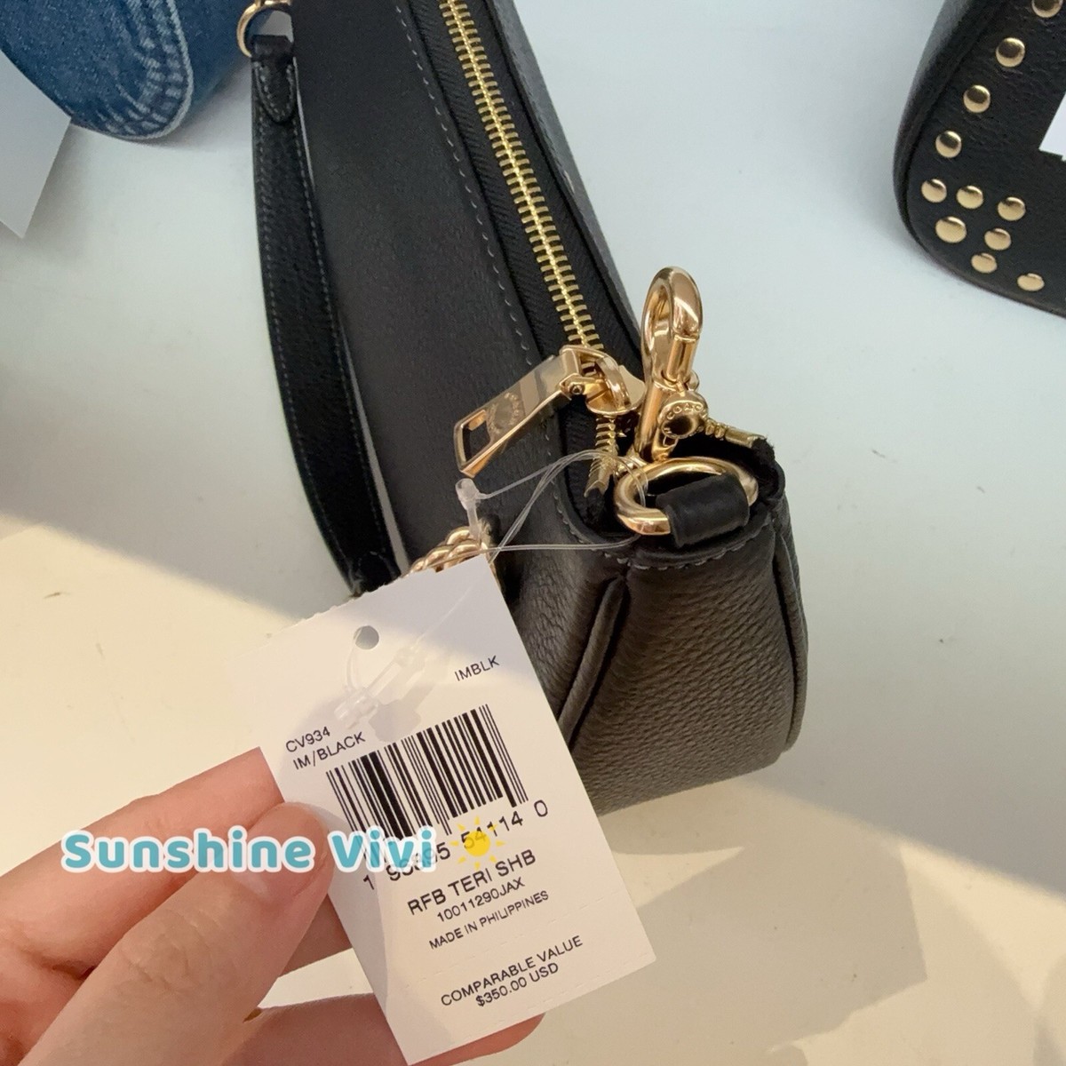 NWT Coach Teri Shoulder Bag CV934 Pebbled Leather Black/Gold | eBay