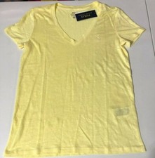 POLO Ralph Lauren Women s Yellow Size M 100 LINEN V-neck T-shirt Pony
